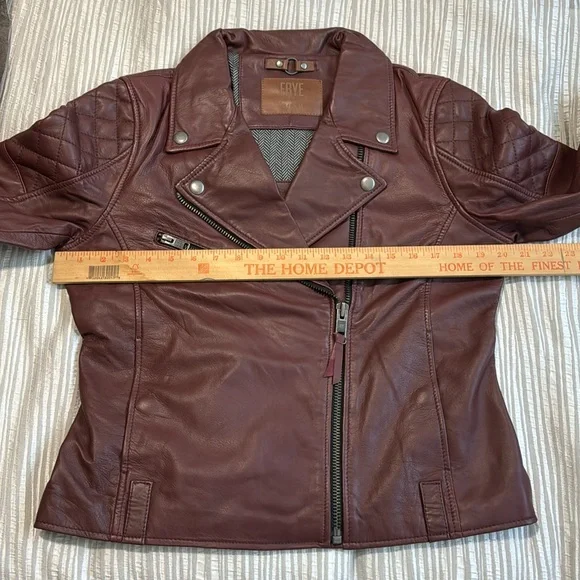 NWT Frye Womens Leather Biker Jacket dark red - Picture 6 of 13